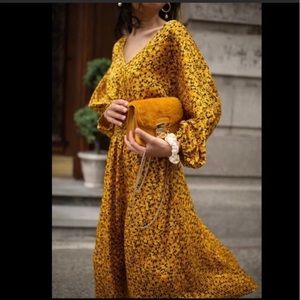 Anthropologie Marigold Midi Dress 3/4 Sleeves